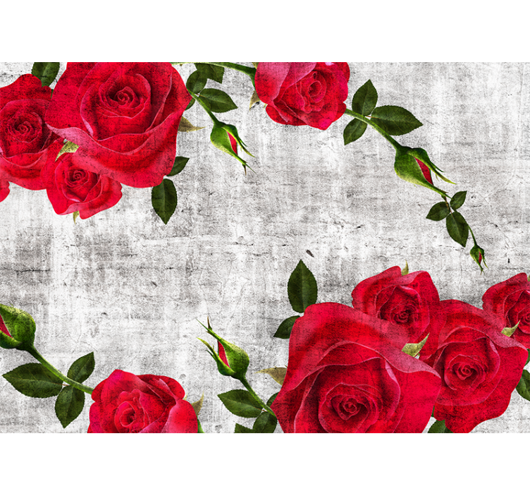 Flower wall mural red rose arrangement - TenStickers