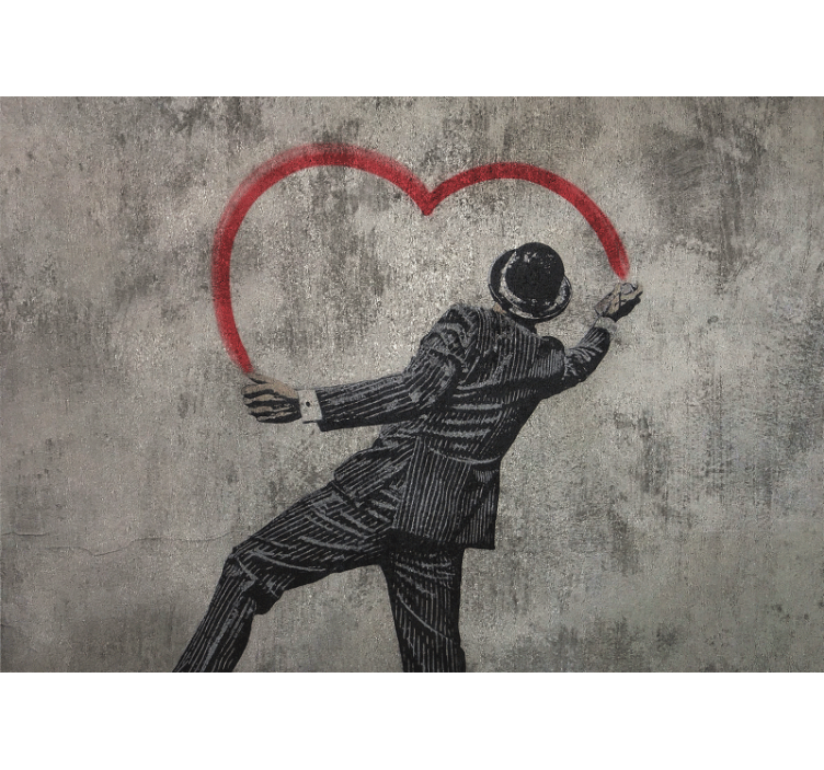 Romantic wall mural dapper gentleman sketching heart - TenStickers