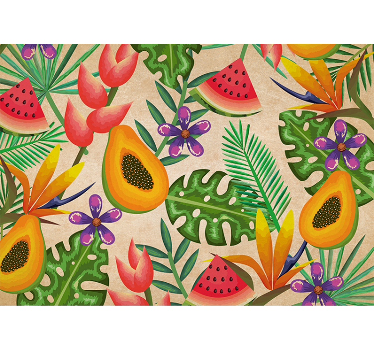 Tropical safari fauna  fruits nature wall mural - TenStickers