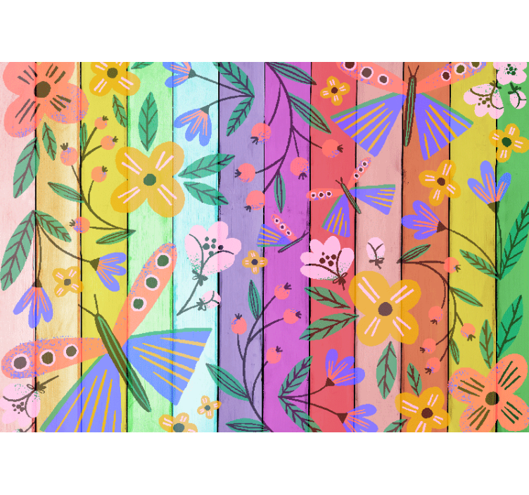Flower wall mural with lively floral designs - TenStickers