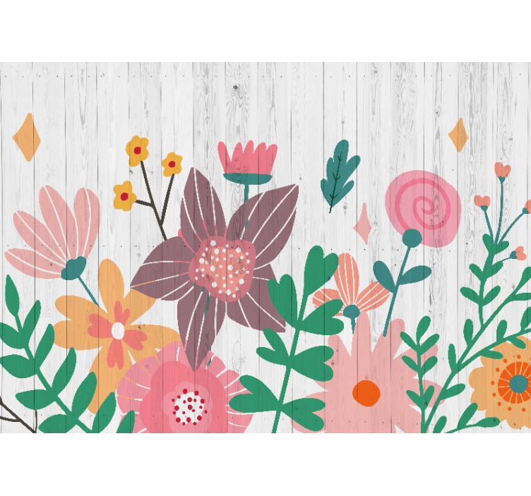 Flower wall mural colorful floral art - TenStickers