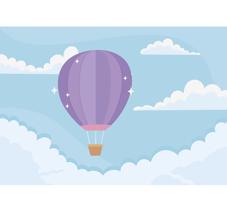 Bright hot air balloon sky clouds wall Murals - TenStickers