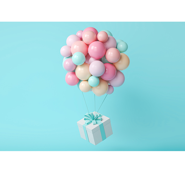 3d balloons and present box Kids wall Murals - TenStickers