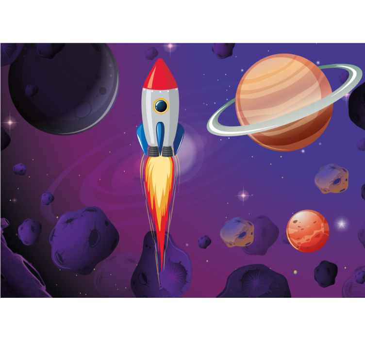 Space wall mural rocket soaring through cosmos - TenStickers