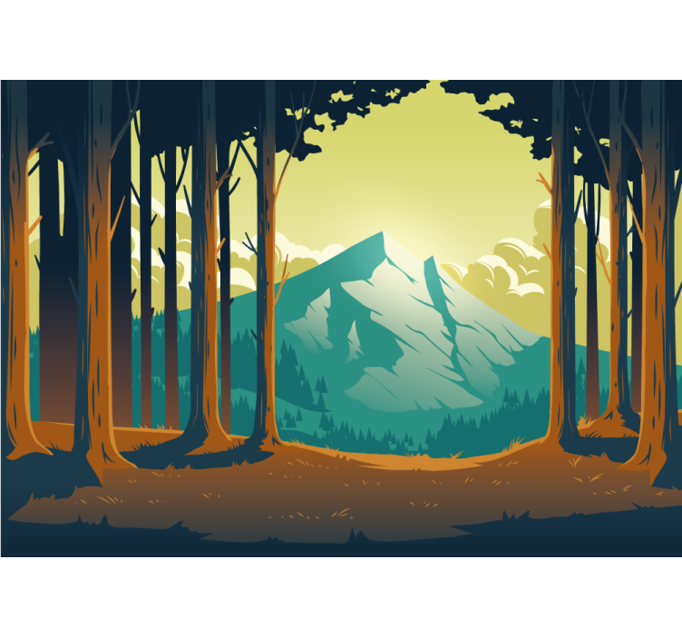 Wall mural mountain scenic forest landscape - TenStickers
