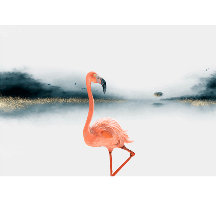 Animals wall mural elegant flamingo stance - TenStickers