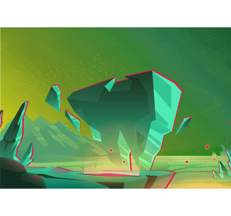 Abstract wall mural in geometric green shapes - TenStickers