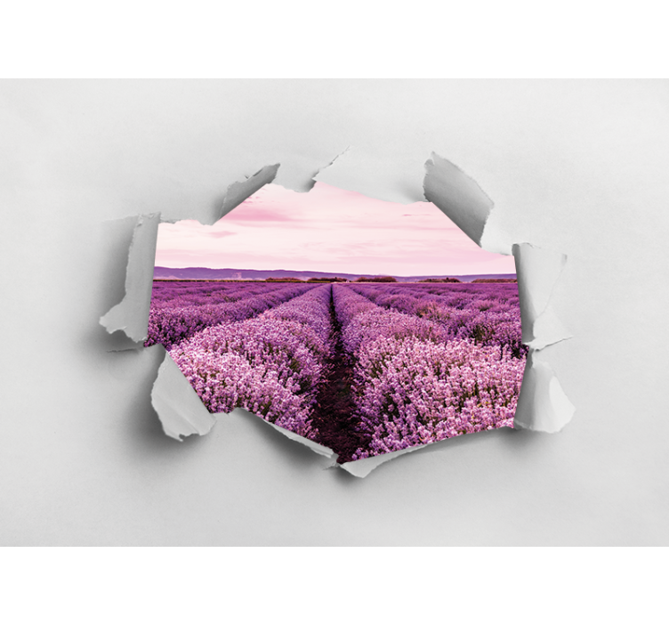 Flower wall mural lavender field view - TenStickers