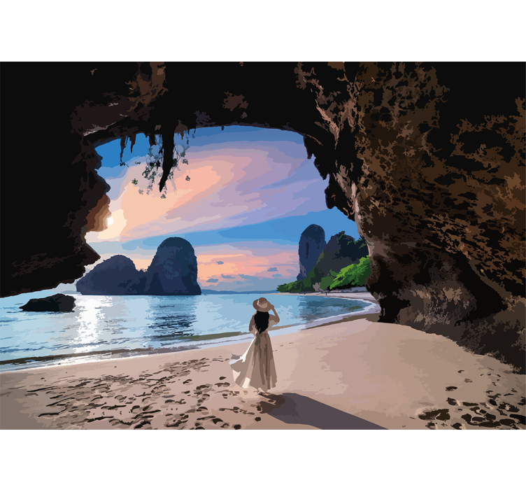 Landscape wall mural serene beach retreat - TenStickers