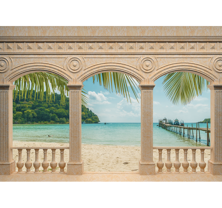 Landscape wall mural exotic shoreline view - TenStickers