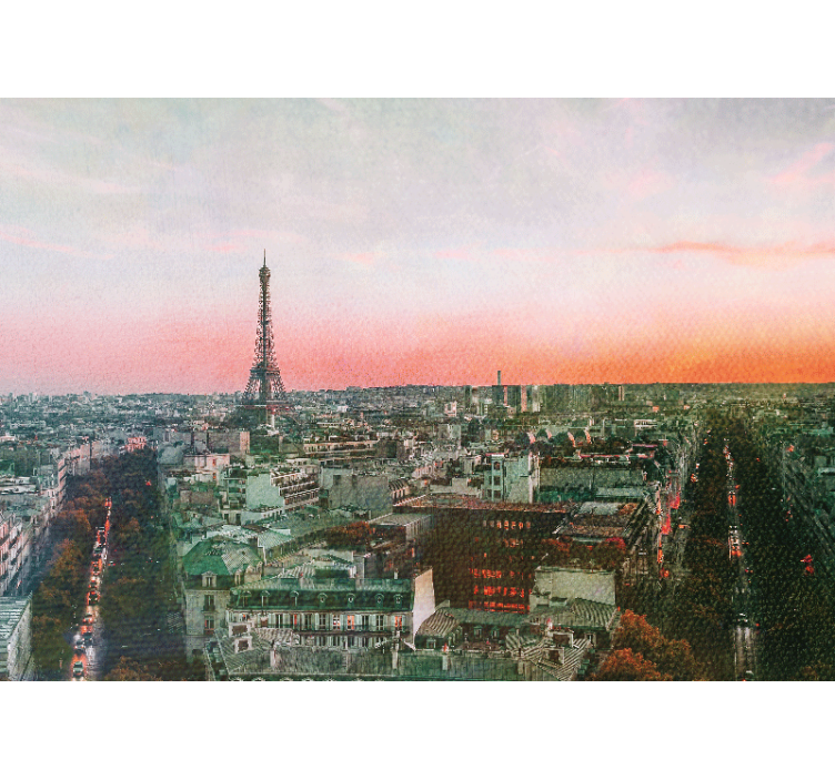 Paris wall mural eiffel tower at sunset - TenStickers