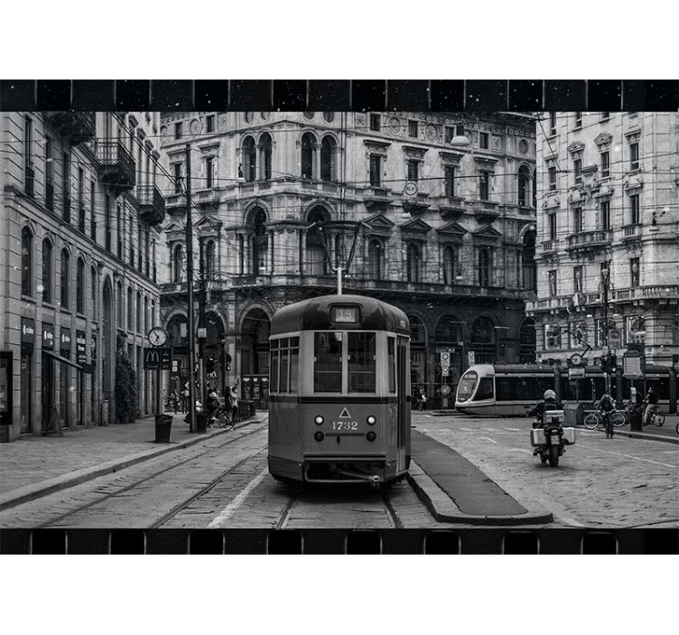 City wall mural historic tram intersection - TenStickers