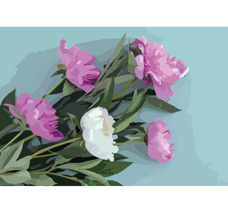 Flower wall mural peony flower arrangement - TenStickers