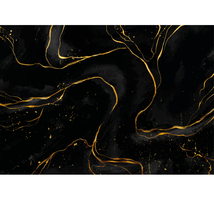 Abstract wall mural with graceful gold lines - TenStickers