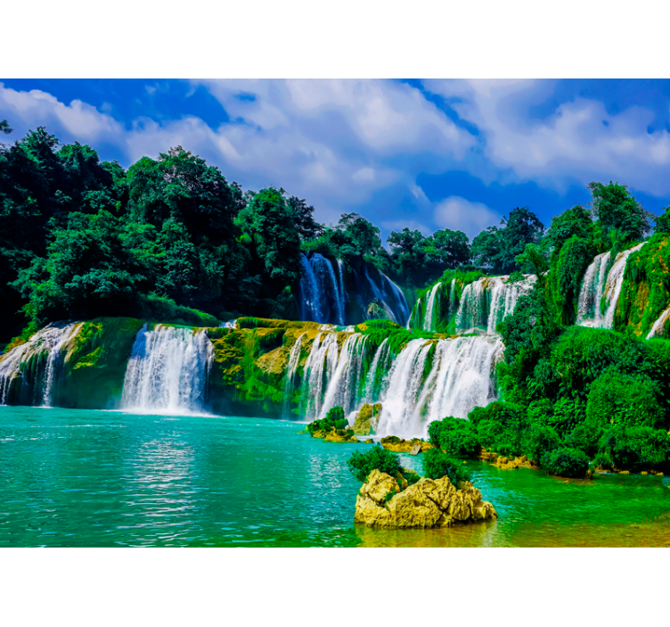 Wall mural waterfall majestic waterfall scene - TenStickers