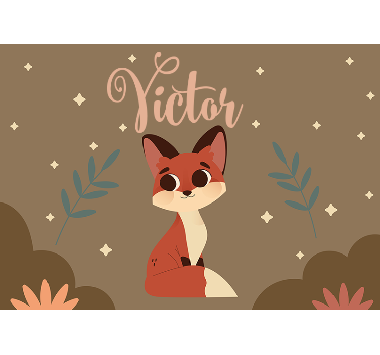 Personalized wall mural cute fox design - TenStickers