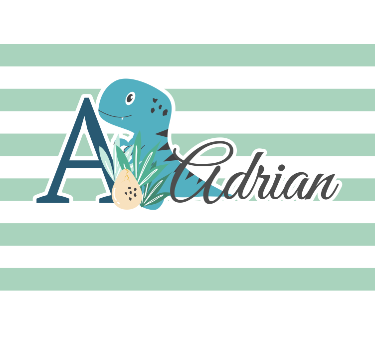 T-Rex with initial and name childrens wall mural - TenStickers