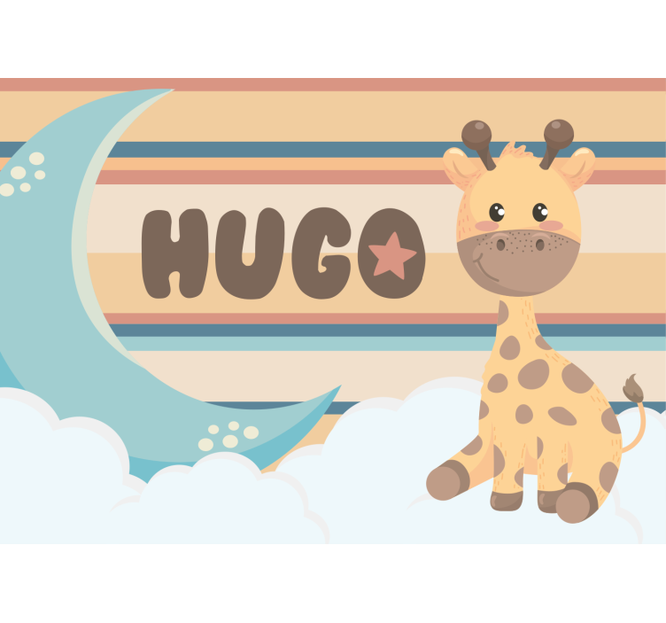Cute giraffe for boy with name Nursery Mural - TenStickers