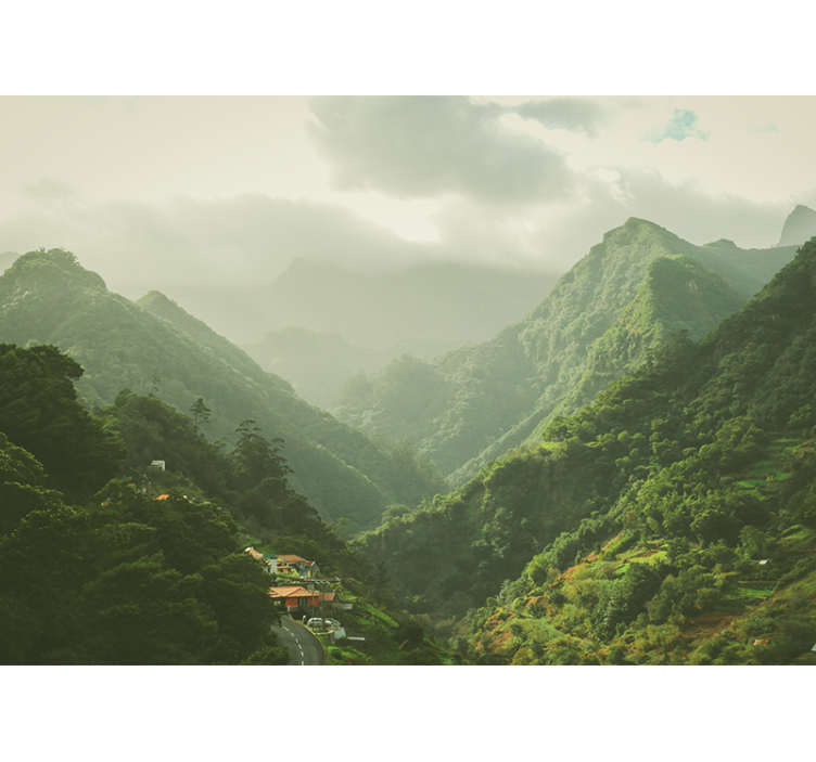 Landscape wall mural mountain valley scene - TenStickers