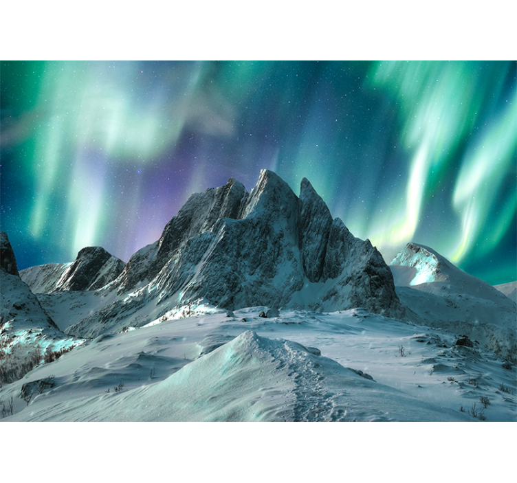 Landscape wall mural mountain auroras show - TenStickers