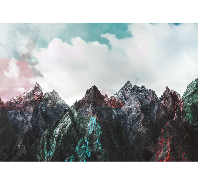 Painted colourful Mountain wall mural - TenStickers