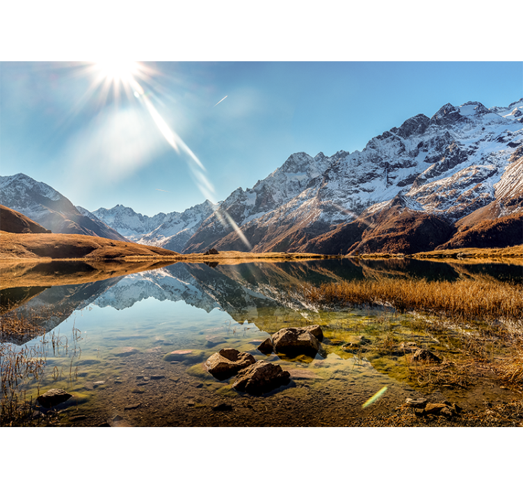 Beautiful lake with mountain wall mural - TenStickers