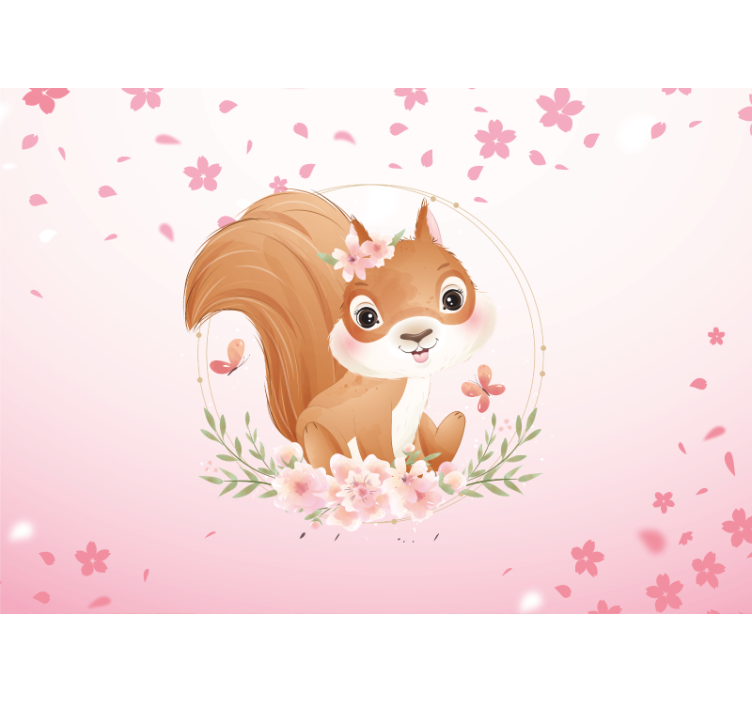 Baby squirrel portrait nursery wall mural - TenStickers