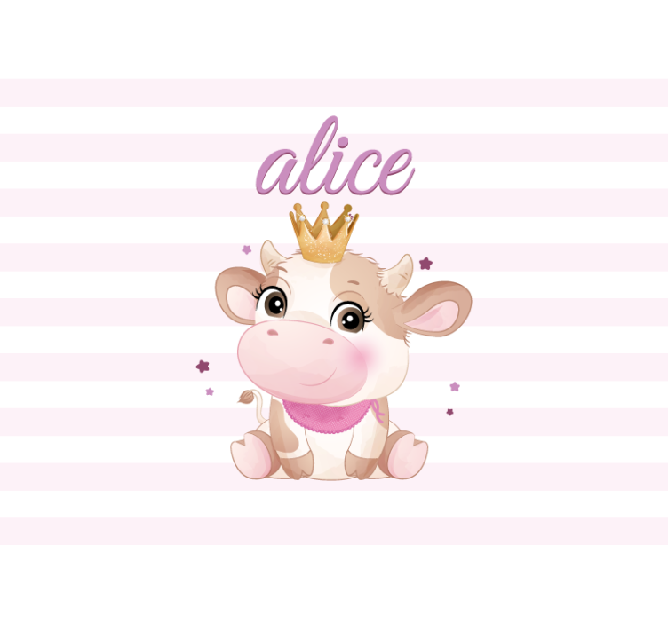 Cute cow for girl with name Nursery Mural - TenStickers