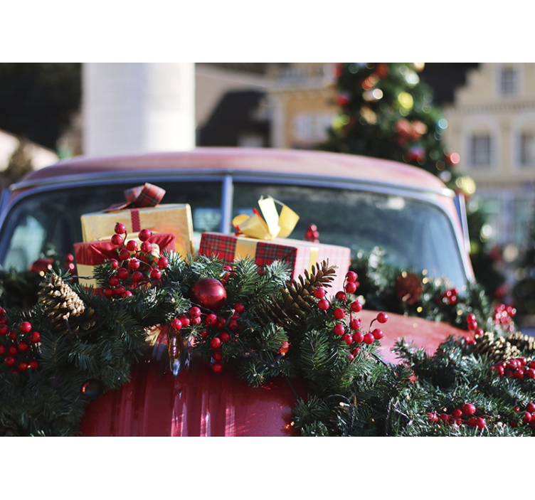 Christmas wall mural festive holiday gifts - TenStickers