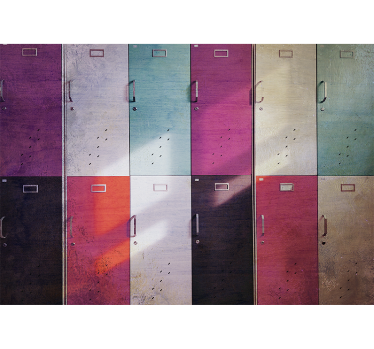 Music wall mural colorful locker doors design - TenStickers