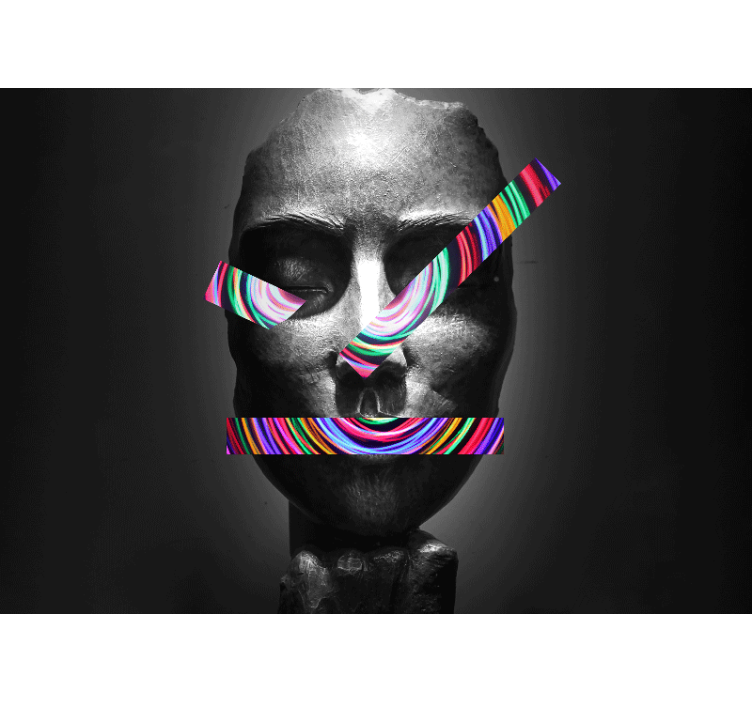 Art wall mural abstract facial features design - TenStickers