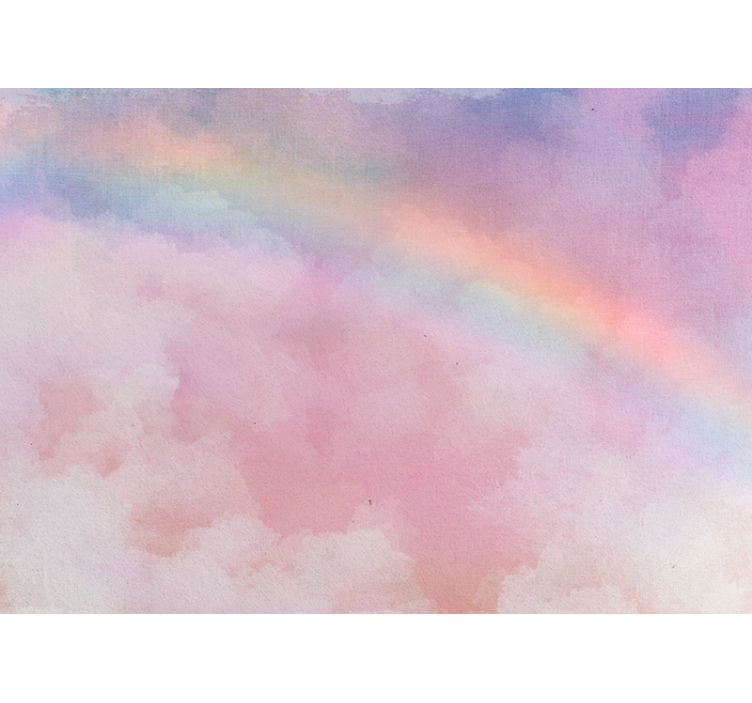 Rainbow in baby pink clouds Nursery Mural - TenStickers