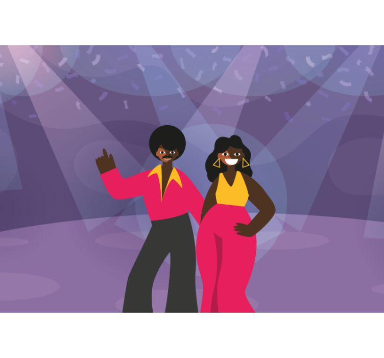 Music wall mural disco dancing duo - TenStickers