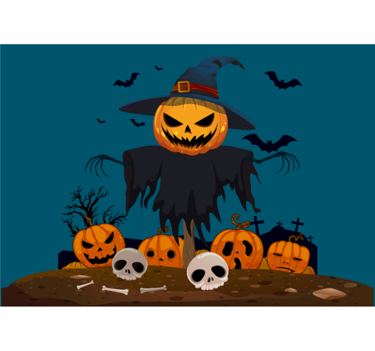 Wall mural halloween spooky pumpkin scarecrow - TenStickers