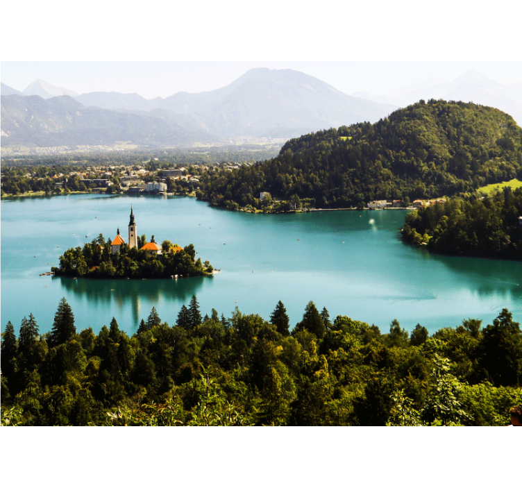Landscape wall mural bled lake island view - TenStickers