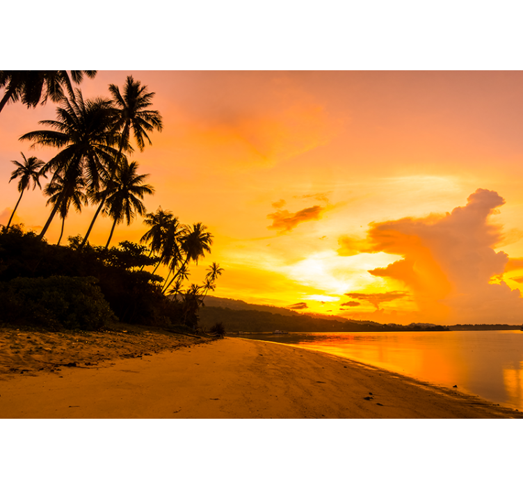 Tropical sunset serenity landscape wall mural - TenStickers