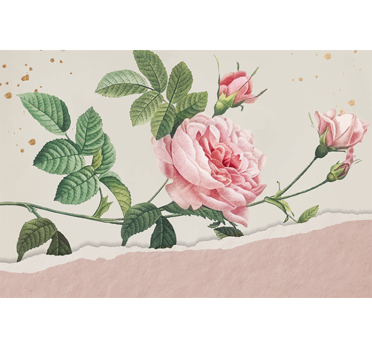 Pink rose bouquet flower wall mural - TenStickers
