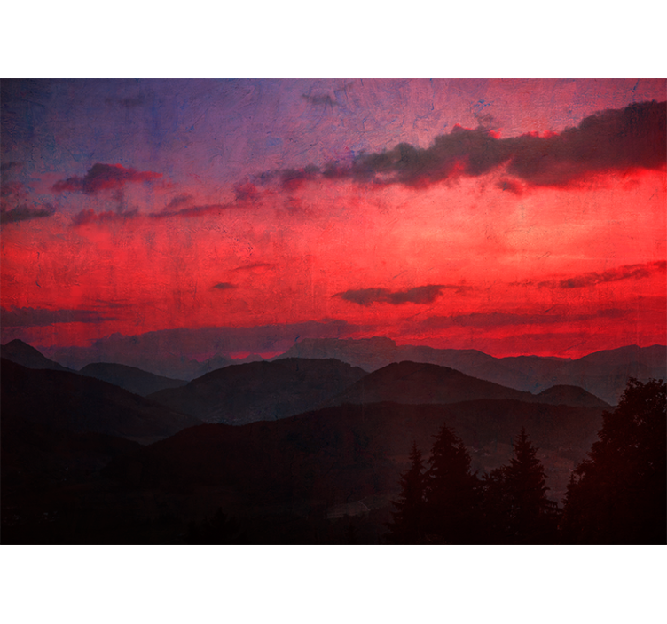 Wall mural mountain dramatic mountain sunset - TenStickers