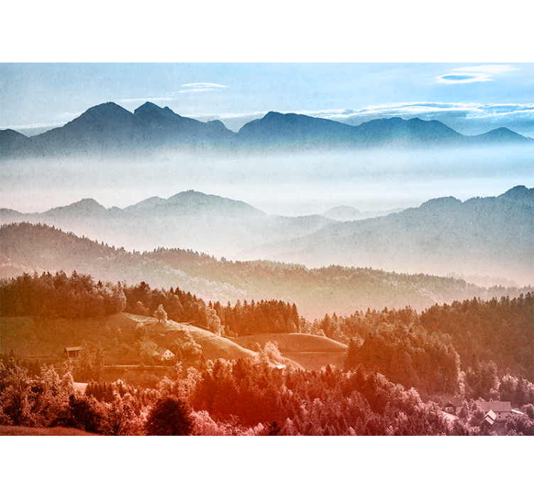 Mountainous wilderness landscape landscape wall mural - TenStickers