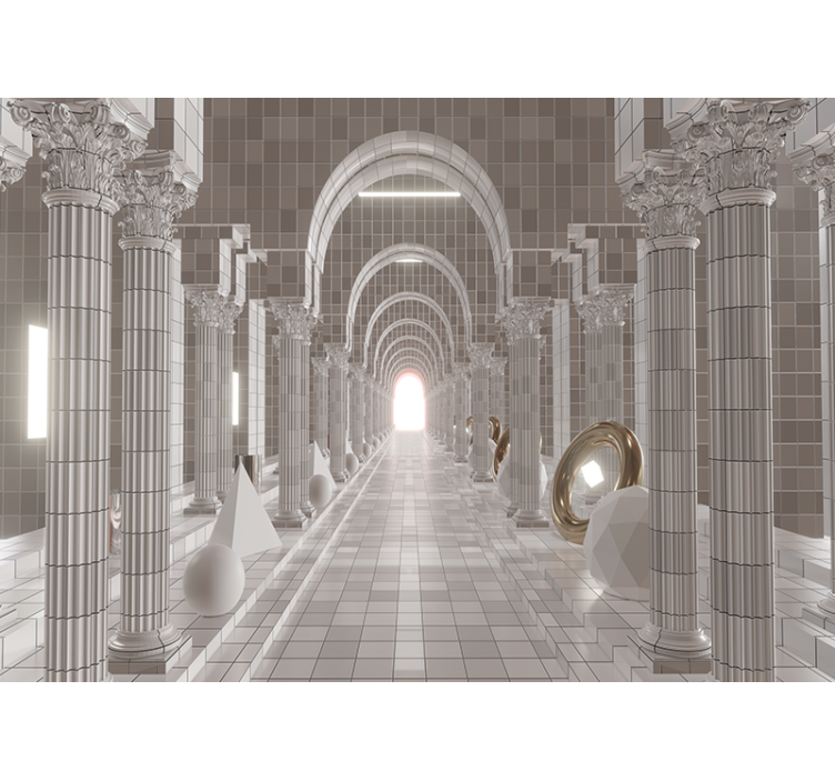 Abstract wall mural architectural corridor design - TenStickers