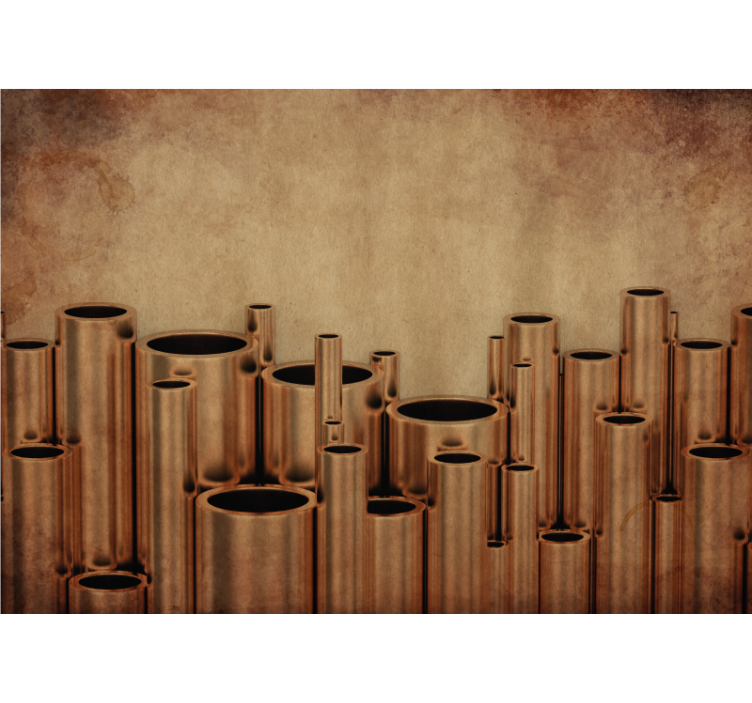 Industrial copper pipes on white wall mural - TenStickers
