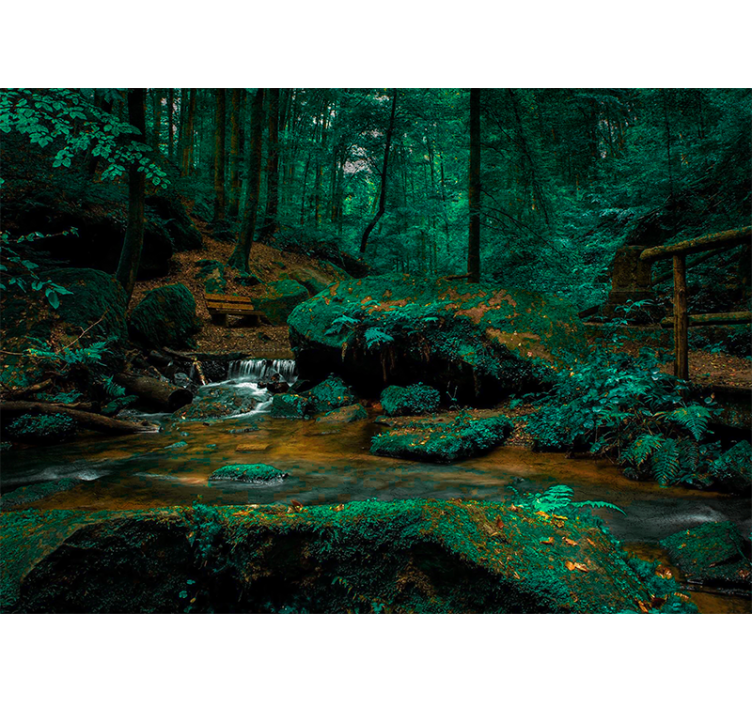 Serene forest stream forest wall mural - TenStickers