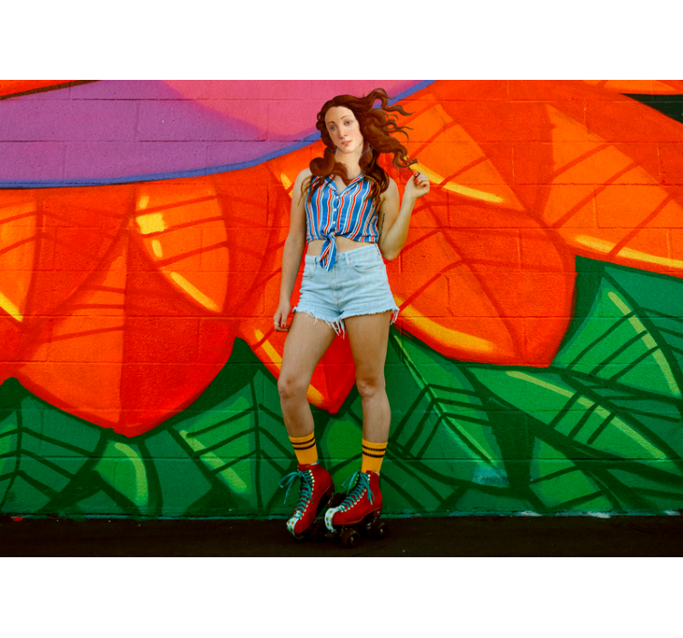 Graffiti wall mural bold roller skater - TenStickers