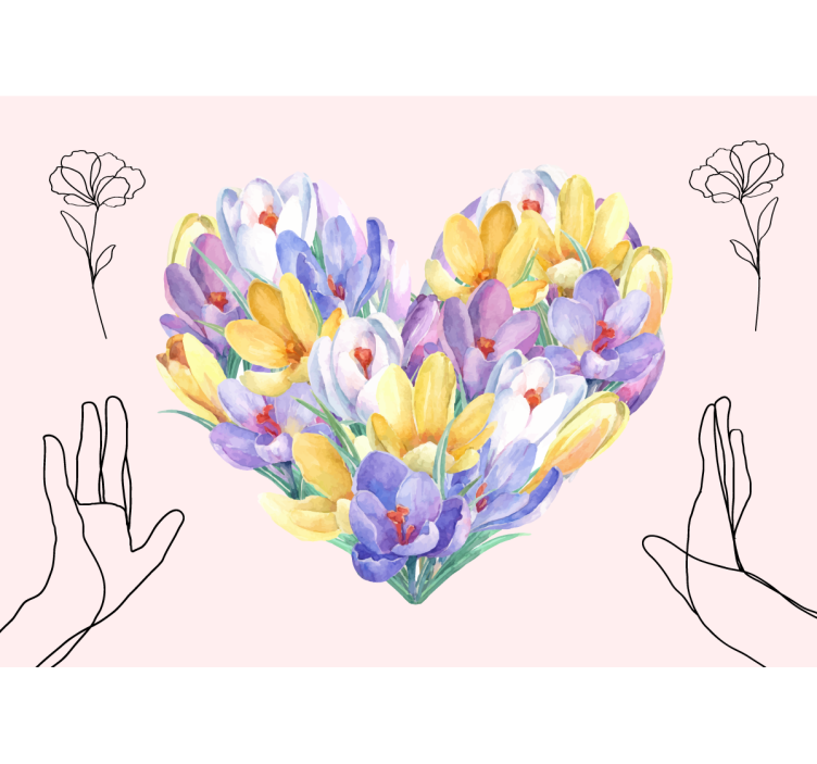 Flower wall mural heart-shaped bouquet design - TenStickers