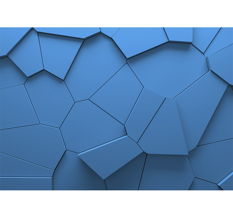 Blue geometric shapes 3d effect Wall Mural - TenStickers