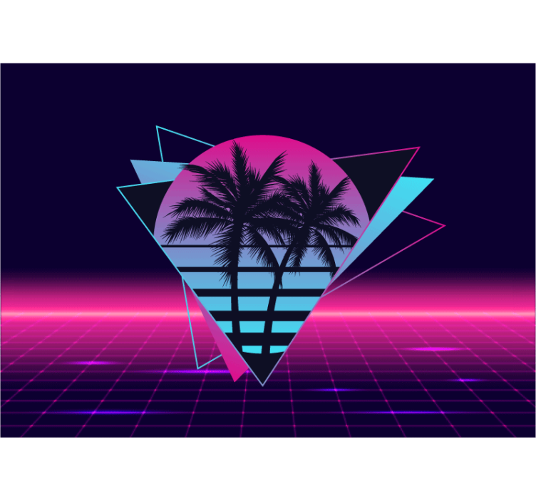 Vaporwave style palm tree vintage wall mural - TenStickers