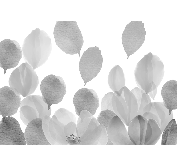 Poppy wall mural elegant leaf pattern - TenStickers