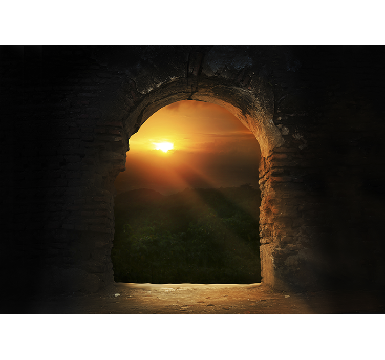 Landscape wall mural sunset through arch - TenStickers