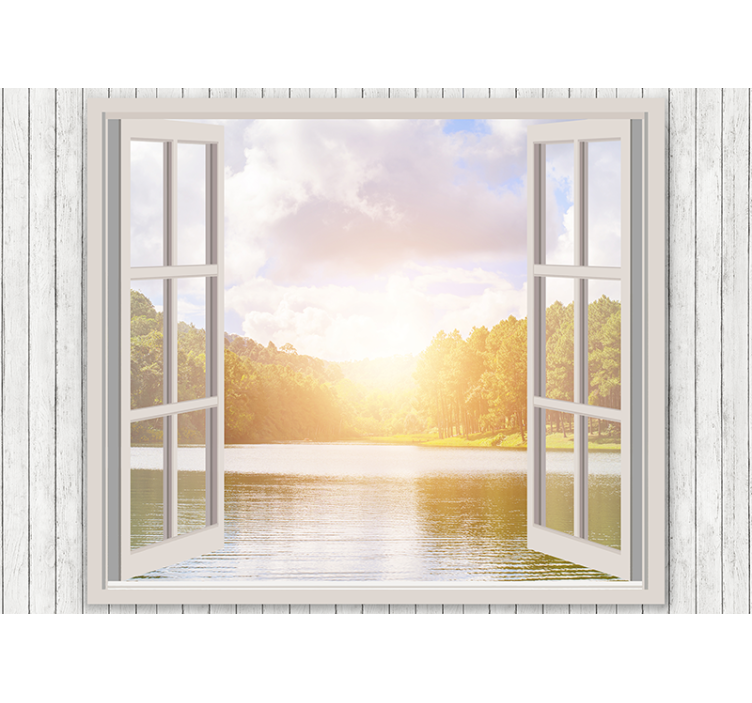 Wall mural nature sunrise over lake - TenStickers