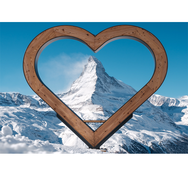Romantic wall mural heart-shaped mountain view - TenStickers